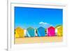 Colourful Beach Huts on the seafront at Eastbourne, East Sussex, England, United Kingdom, Europe-Barry Davis-Framed Photographic Print