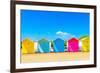 Colourful Beach Huts on the seafront at Eastbourne, East Sussex, England, United Kingdom, Europe-Barry Davis-Framed Photographic Print