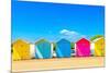 Colourful Beach Huts on the seafront at Eastbourne, East Sussex, England, United Kingdom, Europe-Barry Davis-Mounted Photographic Print