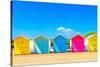 Colourful Beach Huts on the seafront at Eastbourne, East Sussex, England, United Kingdom, Europe-Barry Davis-Stretched Canvas