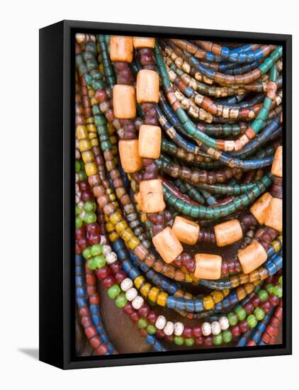 Colourful Beads Worn by a Woman of the Galeb Tribe, Lower Omo Valley, Ethiopia-Gavin Hellier-Framed Stretched Canvas