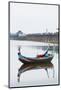 Colourful Boat and U Bein Bridge on Taungthaman Lake, Amarapura, Mandalay, Myanmar (Burma), Asia-Christian Kober-Mounted Photographic Print