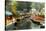 Colourful Boats at the Floating Gardens in Xochimilco-John Woodworth-Stretched Canvas