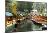 Colourful Boats at the Floating Gardens in Xochimilco-John Woodworth-Mounted Photographic Print