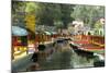 Colourful Boats at the Floating Gardens in Xochimilco-John Woodworth-Mounted Photographic Print