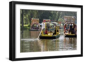 Colourful Boats at the Floating Gardens in Xochimilco-John Woodworth-Framed Photographic Print