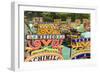 Colourful Boats at the Floating Gardens in Xochimilco-John Woodworth-Framed Photographic Print