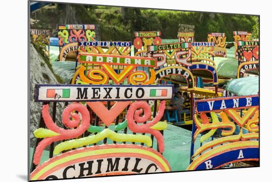 Colourful Boats at the Floating Gardens in Xochimilco-John Woodworth-Mounted Photographic Print