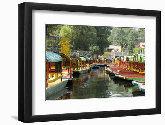 Colourful Boats at the Floating Gardens in Xochimilco-John Woodworth-Framed Photographic Print