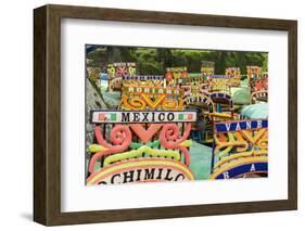 Colourful Boats at the Floating Gardens in Xochimilco-John Woodworth-Framed Photographic Print