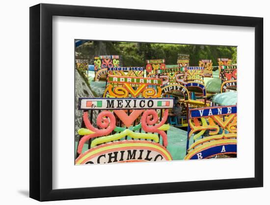 Colourful Boats at the Floating Gardens in Xochimilco-John Woodworth-Framed Photographic Print