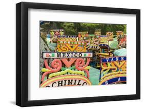 Colourful Boats at the Floating Gardens in Xochimilco-John Woodworth-Framed Photographic Print