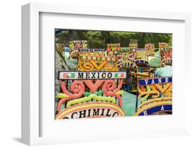 Colourful Boats at the Floating Gardens in Xochimilco-John Woodworth-Framed Photographic Print