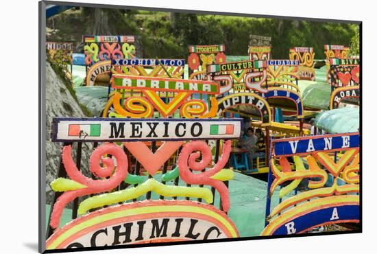 Colourful Boats at the Floating Gardens in Xochimilco-John Woodworth-Mounted Photographic Print