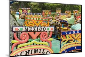 Colourful Boats at the Floating Gardens in Xochimilco-John Woodworth-Mounted Photographic Print