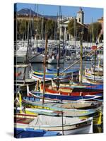 Colourful Boats in Port Lympia, Quartier Du Port, Nice, Alpes Maritimes, Provence, Cote D'Azur, Fre-Peter Richardson-Stretched Canvas