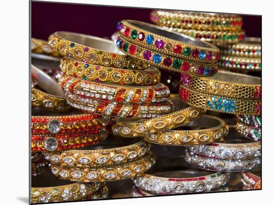 Colourful Braclets for Sale in a Shop in Jaipur, Rajasthan, India, Asia-Gavin Hellier-Mounted Photographic Print