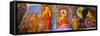 Colourful Buddha Statues at Isurumuniya Vihara-Matthew Williams-Ellis-Framed Stretched Canvas