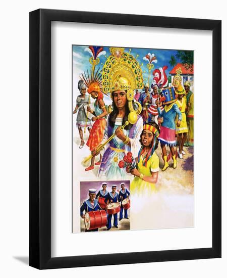 Colourful Carnival in Trinidad-null-Framed Premium Giclee Print