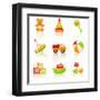 Colourful Children'S Toys Icons-Rainledy-Framed Art Print