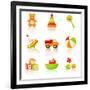 Colourful Children'S Toys Icons-Rainledy-Framed Art Print