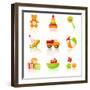 Colourful Children'S Toys Icons-Rainledy-Framed Premium Giclee Print