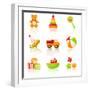 Colourful Children'S Toys Icons-Rainledy-Framed Premium Giclee Print