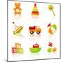 Colourful Children'S Toys Icons-Rainledy-Mounted Premium Giclee Print