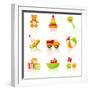 Colourful Children'S Toys Icons-Rainledy-Framed Art Print