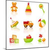 Colourful Children'S Toys Icons-Rainledy-Mounted Art Print