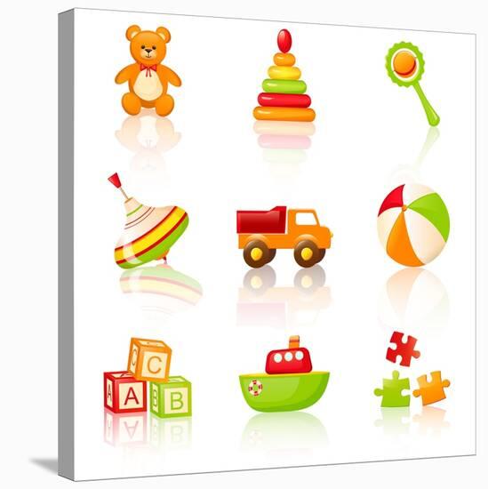 Colourful Children'S Toys Icons-Rainledy-Stretched Canvas