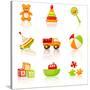 Colourful Children'S Toys Icons-Rainledy-Stretched Canvas