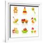 Colourful Children'S Toys Icons-Rainledy-Framed Art Print