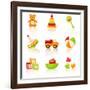 Colourful Children'S Toys Icons-Rainledy-Framed Art Print