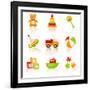 Colourful Children'S Toys Icons-Rainledy-Framed Art Print