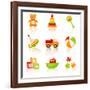 Colourful Children'S Toys Icons-Rainledy-Framed Art Print