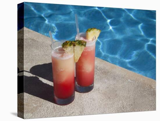 Colourful Cocktails by the Pool, Punta Cana, Dominican Republic, West Indies, Caribbean, Central Am-Frank Fell-Stretched Canvas