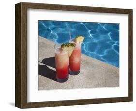 Colourful Cocktails by the Pool, Punta Cana, Dominican Republic, West Indies, Caribbean, Central Am-Frank Fell-Framed Photographic Print