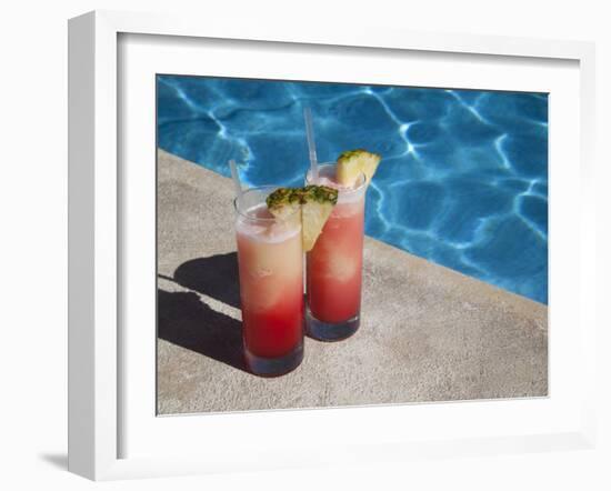 Colourful Cocktails by the Pool, Punta Cana, Dominican Republic, West Indies, Caribbean, Central Am-Frank Fell-Framed Photographic Print