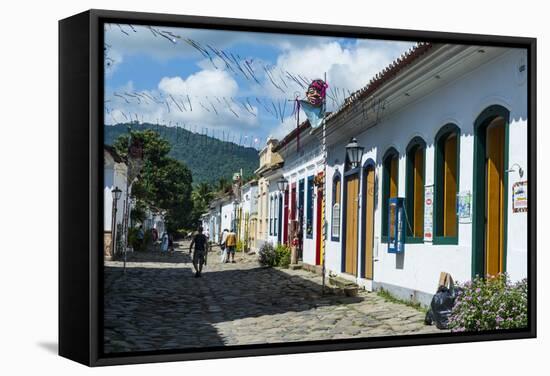 Colourful Colonial Houses in Paraty, South of Rio De Janeiro, Brazil, South America-Michael Runkel-Framed Stretched Canvas