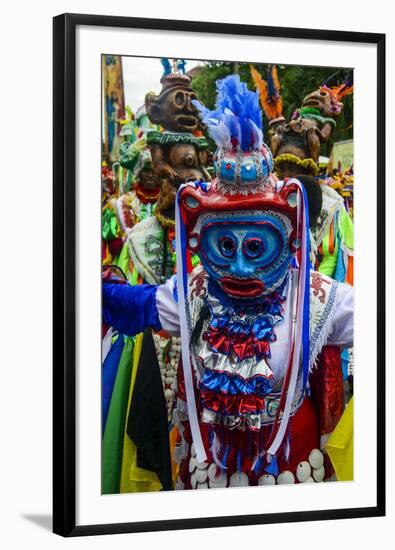 Colourful Dressed Masked Man in the Carneval (Carnival) in Santo Domingo-Michael Runkel-Framed Photographic Print