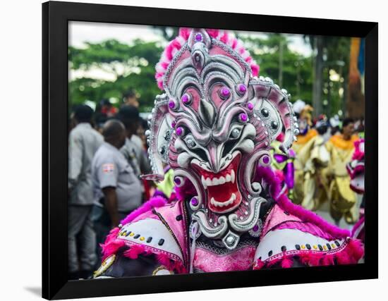 Colourful Dressed Masked Man in the Carneval (Carnival) in Santo Domingo-Michael Runkel-Framed Photographic Print