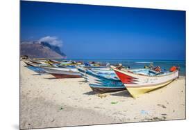 Colourful Fishing Boats in Qalansia on the West Coast of the Island of Socotra, Yemen, Middle East-Michael Runkel-Mounted Photographic Print