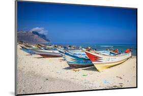 Colourful Fishing Boats in Qalansia on the West Coast of the Island of Socotra, Yemen, Middle East-Michael Runkel-Mounted Photographic Print