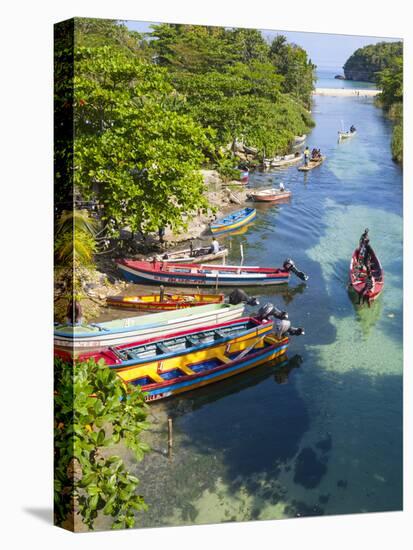 Colourful Fishing Boats on White River, Ocho Rios, St. Ann Parish, Jamaica, Caribbean-Doug Pearson-Stretched Canvas