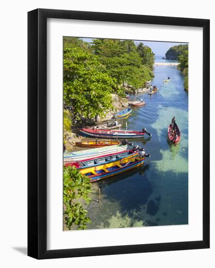 Colourful Fishing Boats on White River, Ocho Rios, St. Ann Parish, Jamaica, Caribbean-Doug Pearson-Framed Photographic Print