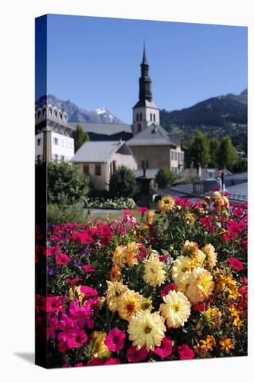 Colourful flowers in the village of Saint Gervais les Bains in the French Alps, Haute-Savoie-Godong-Stretched Canvas