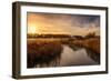 Colourful Golden Hour Sunset over Thatched Boat House-Steve Docwra-Framed Photographic Print