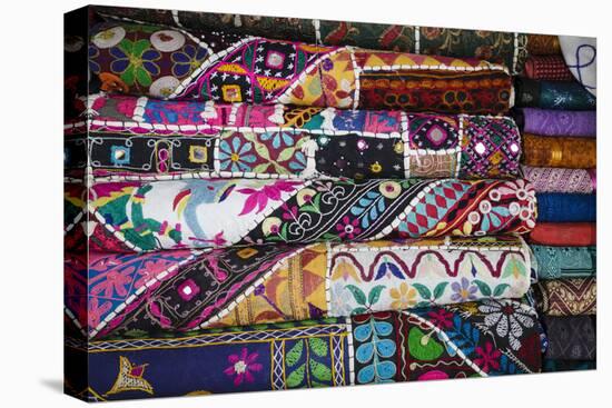 Colourful Hand Woven Fabrics at Mapusa Market, Goa, India, Asia-Yadid Levy-Stretched Canvas