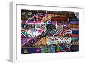 Colourful Hand Woven Fabrics at Mapusa Market, Goa, India, Asia-Yadid Levy-Framed Photographic Print